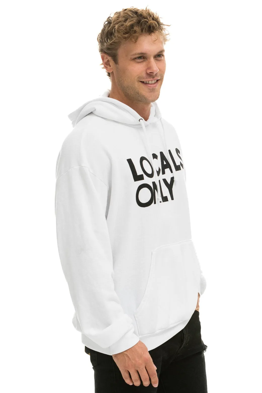 LOCALS ONLY RELAXED PULLOVER HOODIE - WHITE