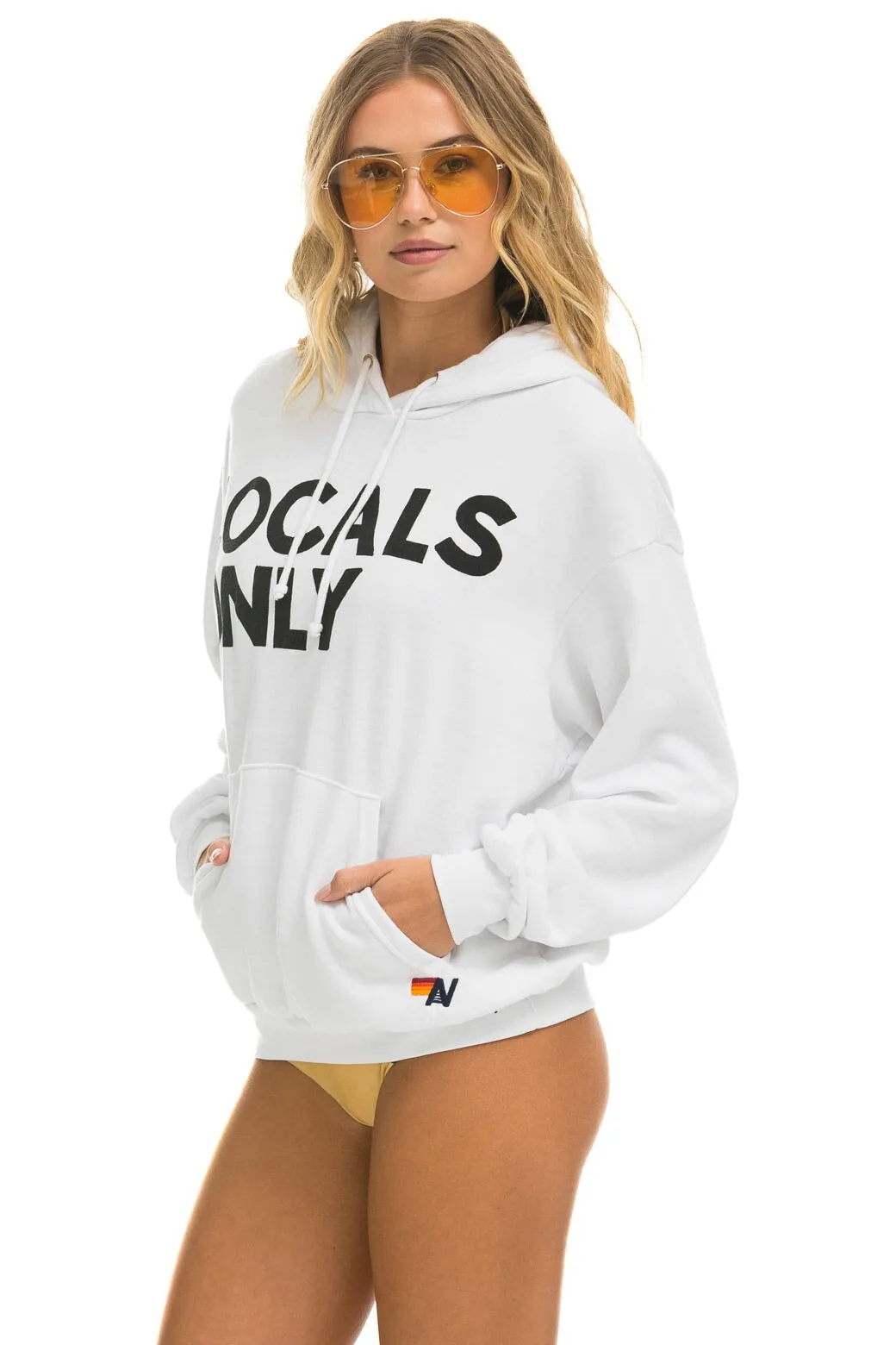 LOCALS ONLY RELAXED PULLOVER HOODIE - WHITE