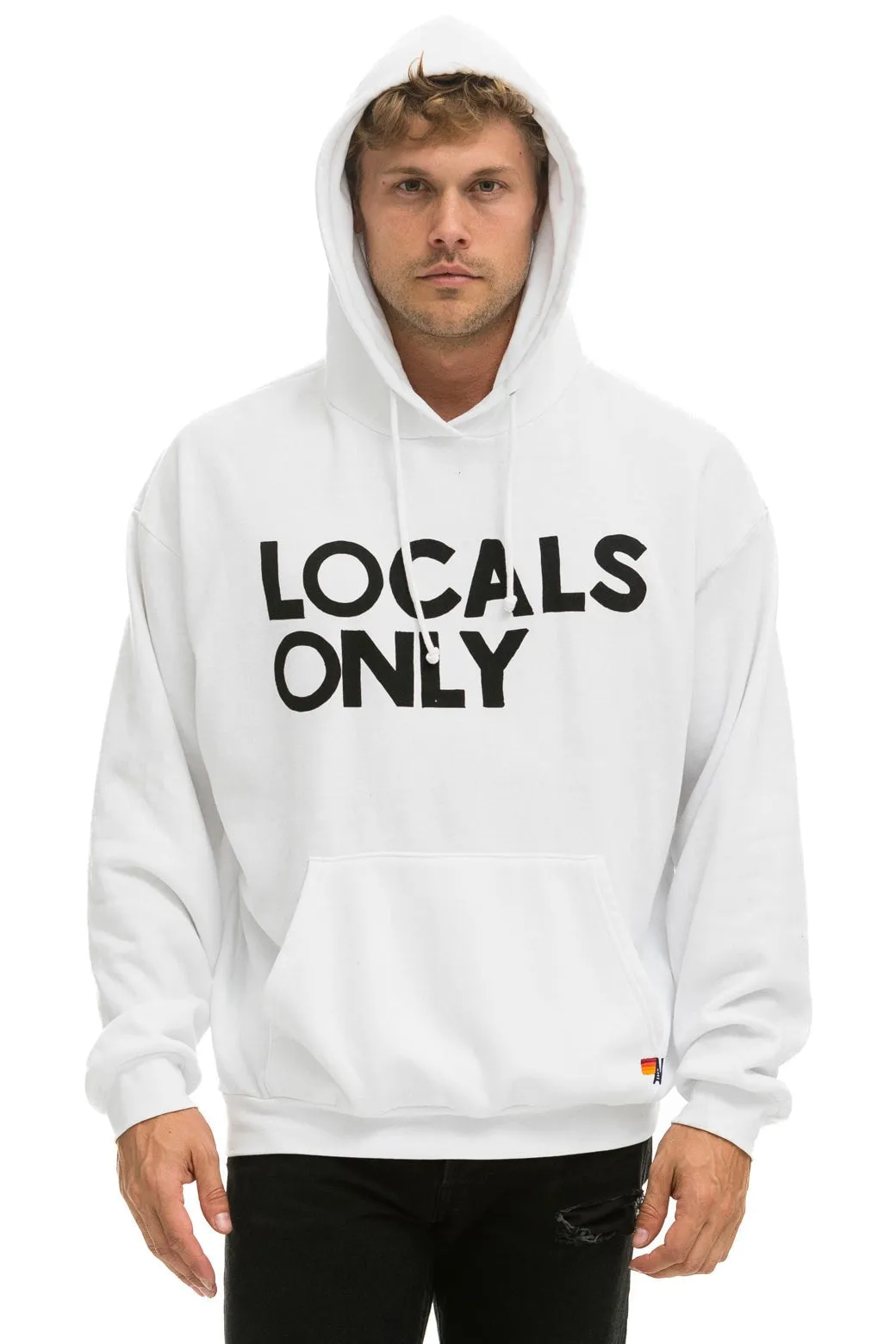 LOCALS ONLY RELAXED PULLOVER HOODIE - WHITE