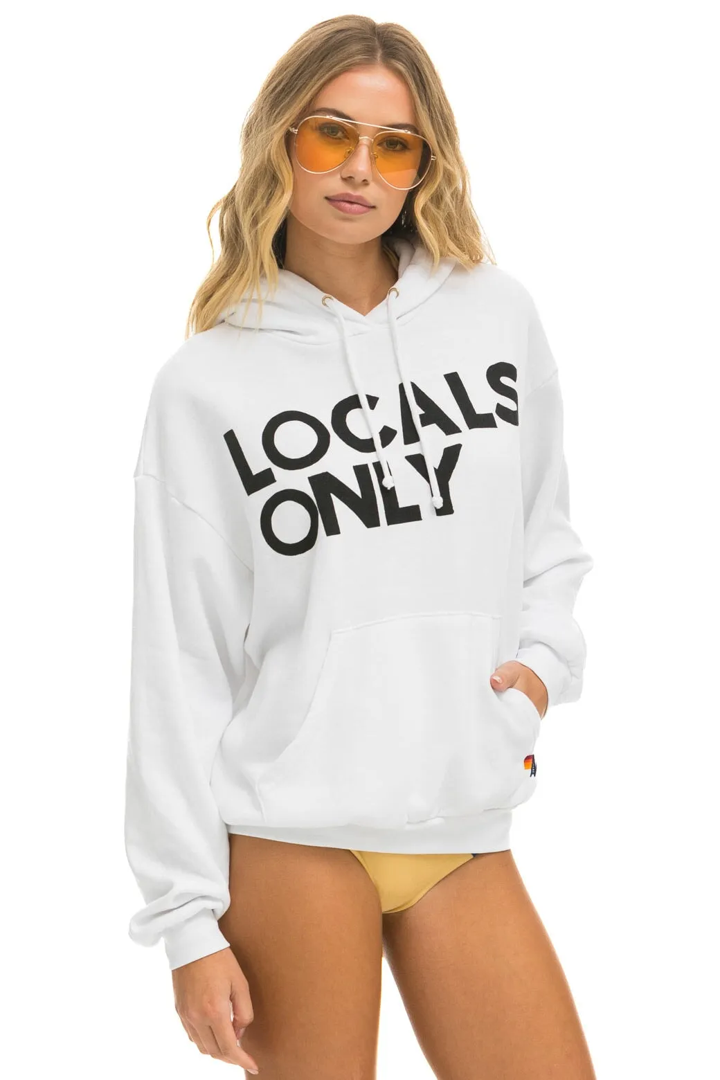 LOCALS ONLY RELAXED PULLOVER HOODIE - WHITE