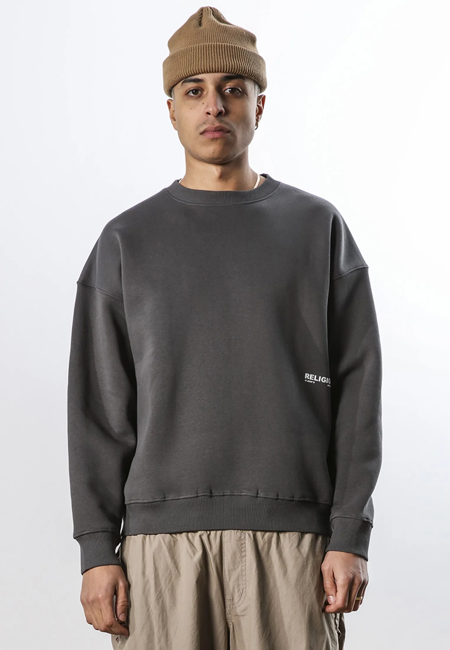 LOGO RELAXED SWEAT COAL