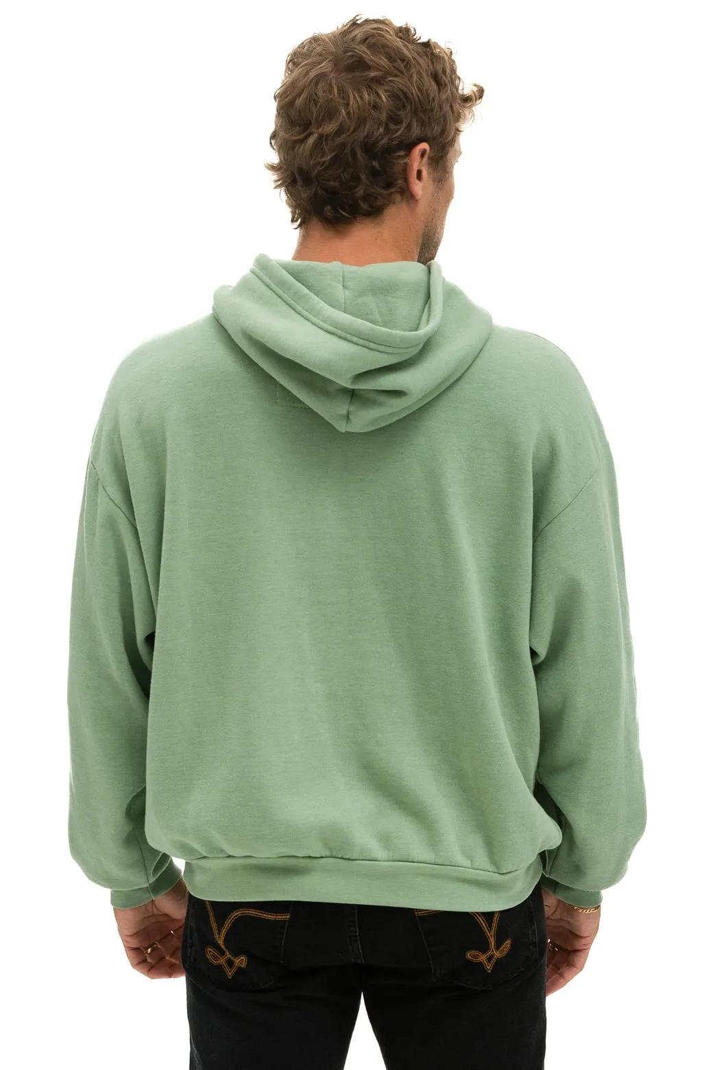 LOGO STITCH PULLOVER RELAXED HOODIE - SAGE