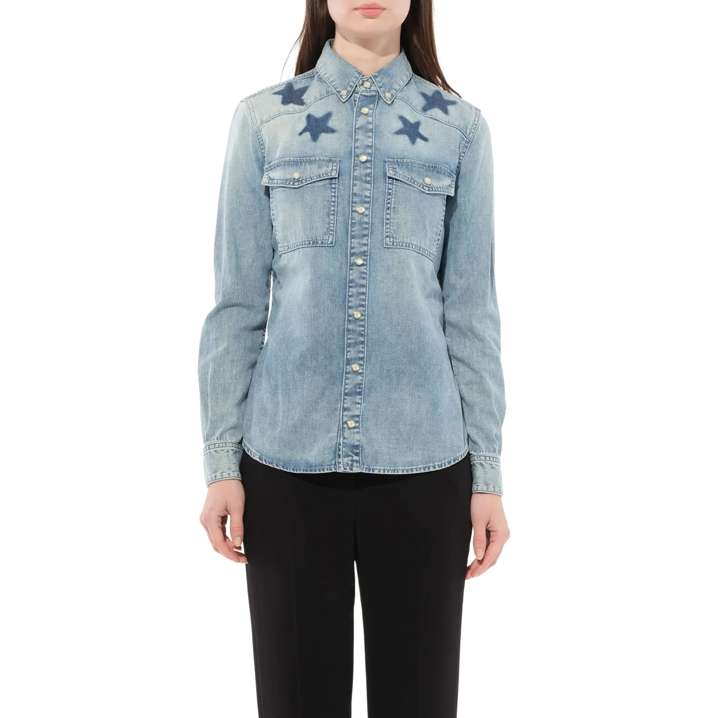 Long Sleeve Denim Shirt in Blue