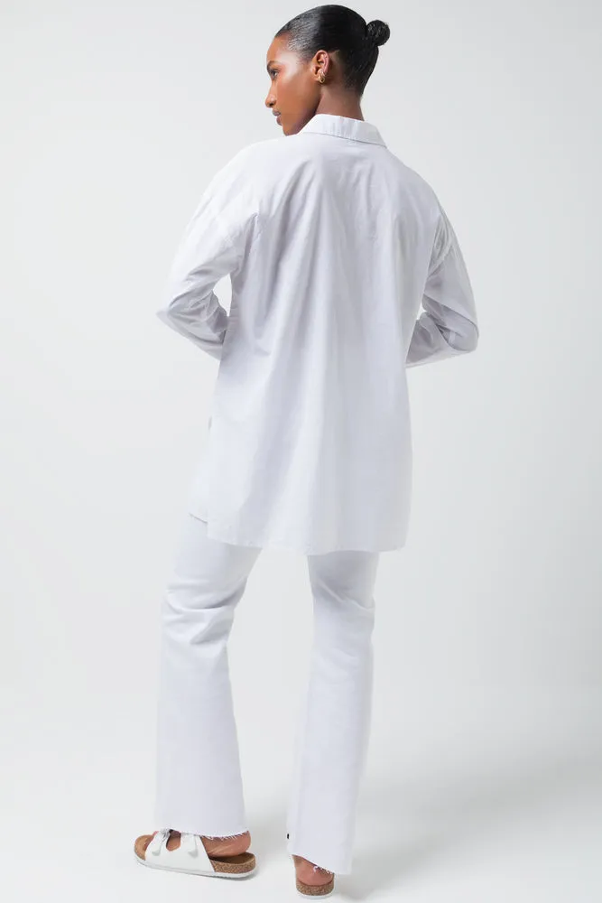 Longer Length Voile Shirt Plain  Packt White