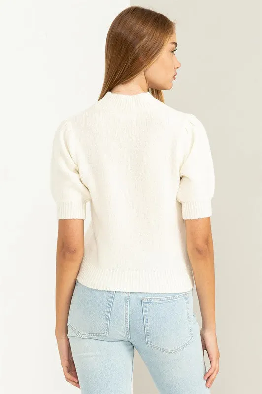 Lovey Embrace Puff Sleeve Sweater Top