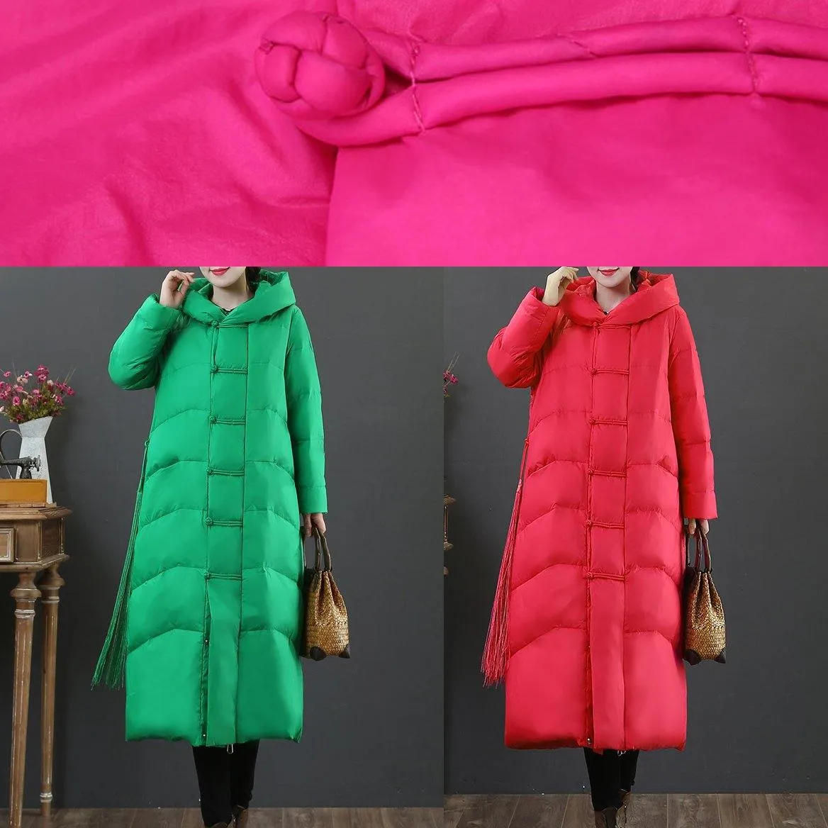 Luxury trendy plus size snow jackets Jackets rose hooded zippered down jacket