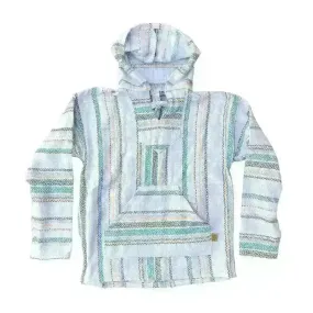 Mexican Poncho Baja Hoodie - Soft Hooded Sweater - White