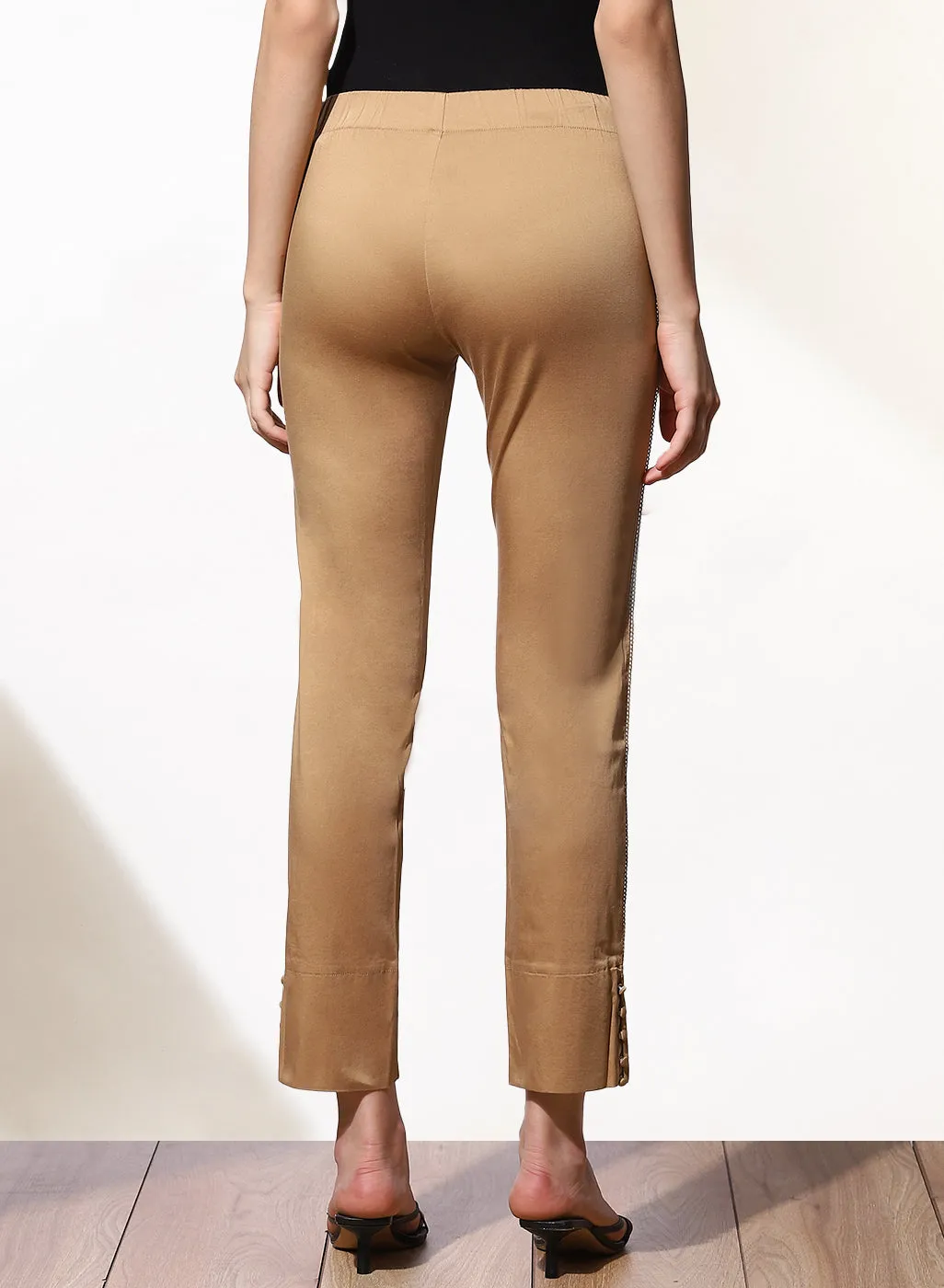 Mia Beige Relaxed Fit Pants for Women