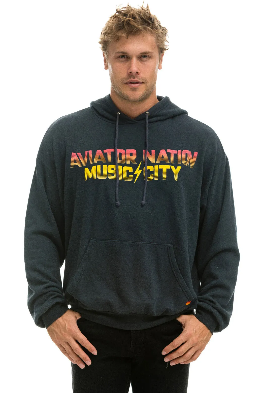 NASHVILLE MUSIC CITY PULLOVER HOODIE RELAXED - CHARCOAL