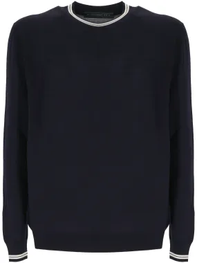 Navy Blue Wool Fine Knit Sweater