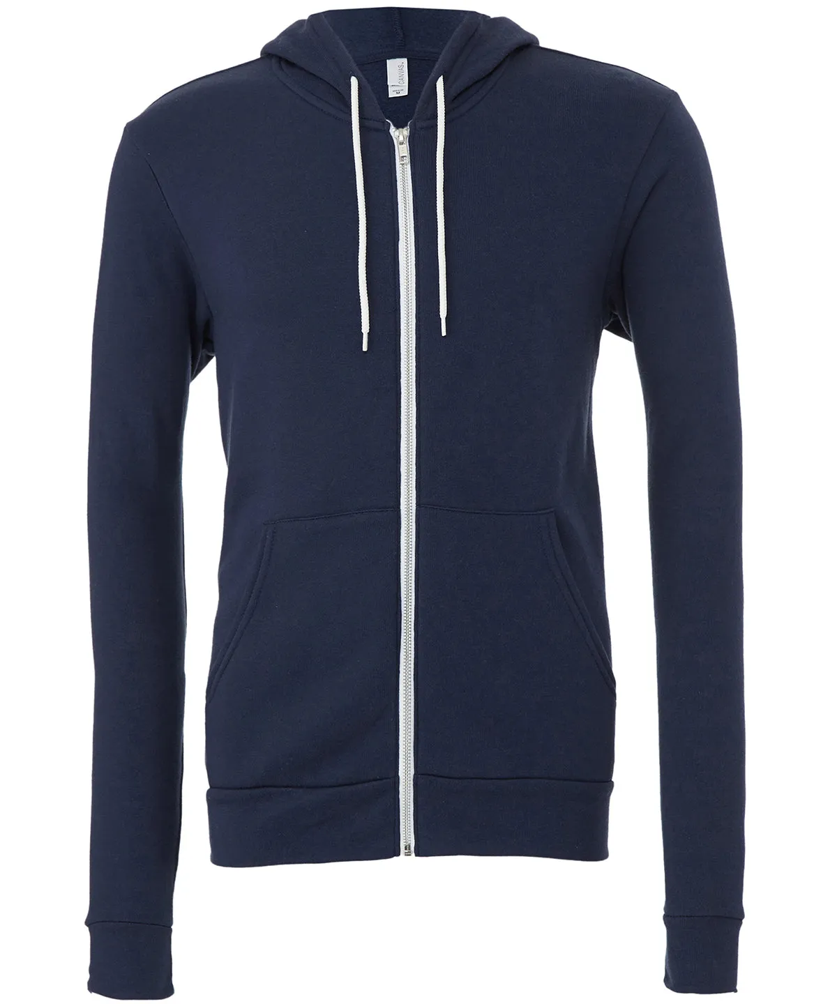 Navy - Unisex polycotton fleece full-zip hoodie