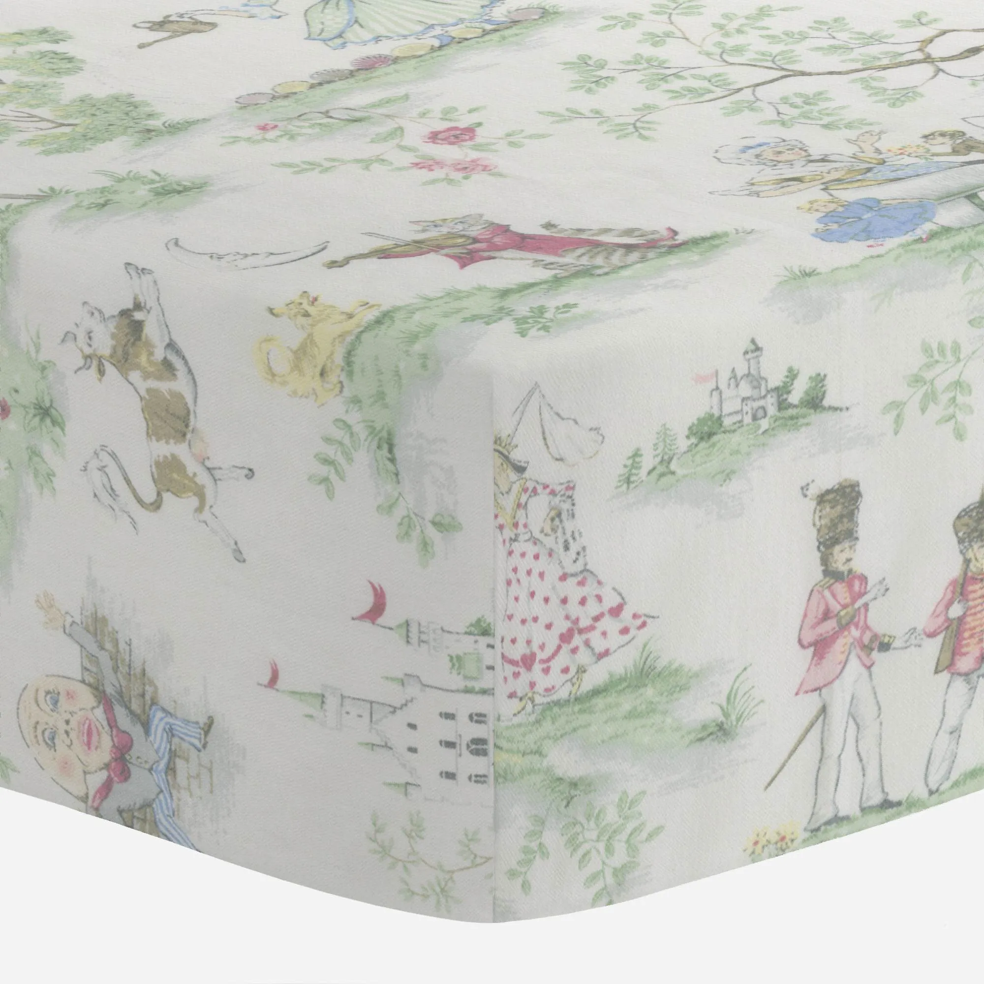 Nursery Rhyme Toile MINI CRIB Gathered Crib Skirt 17" Drop