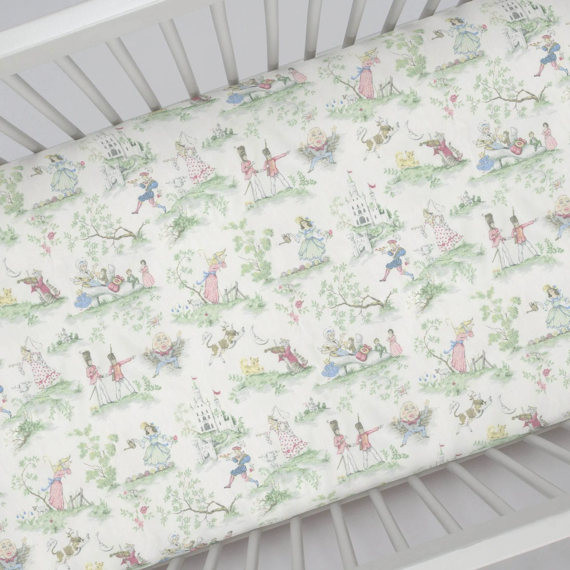 Nursery Rhyme Toile MINI CRIB Gathered Crib Skirt 17" Drop