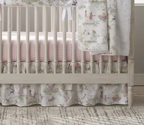 Nursery Rhyme Toile MINI CRIB Gathered Crib Skirt 17" Drop