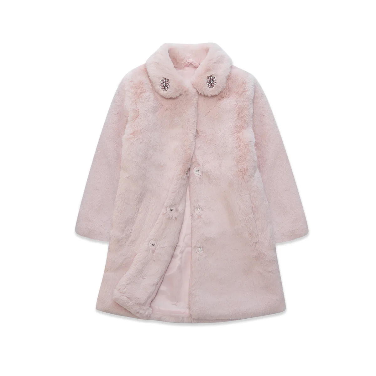 Pink faux-fur Coat Nicole Collection