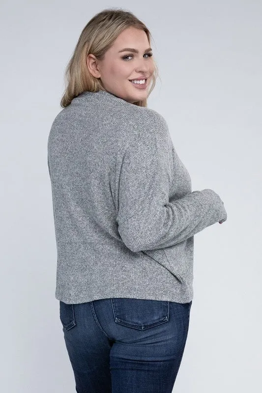 Plus Size Drop Shoulder Long Sleeve Top