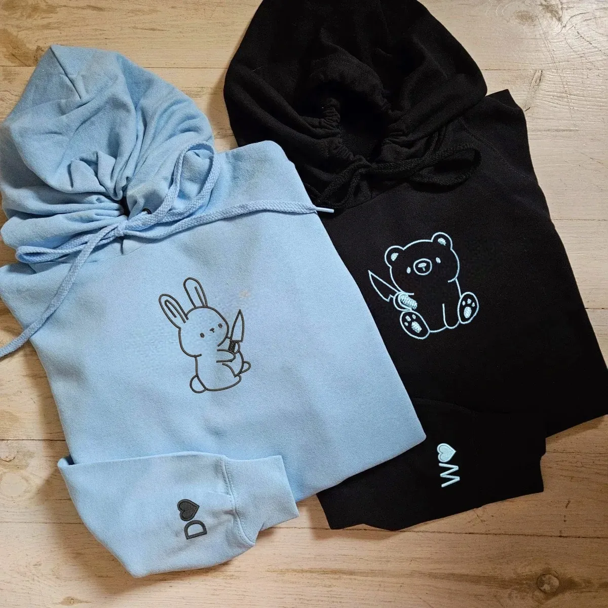 "Bear and Rabbit" Couple Sweatshirts - Personalized Embroidered Hoodies For Couples