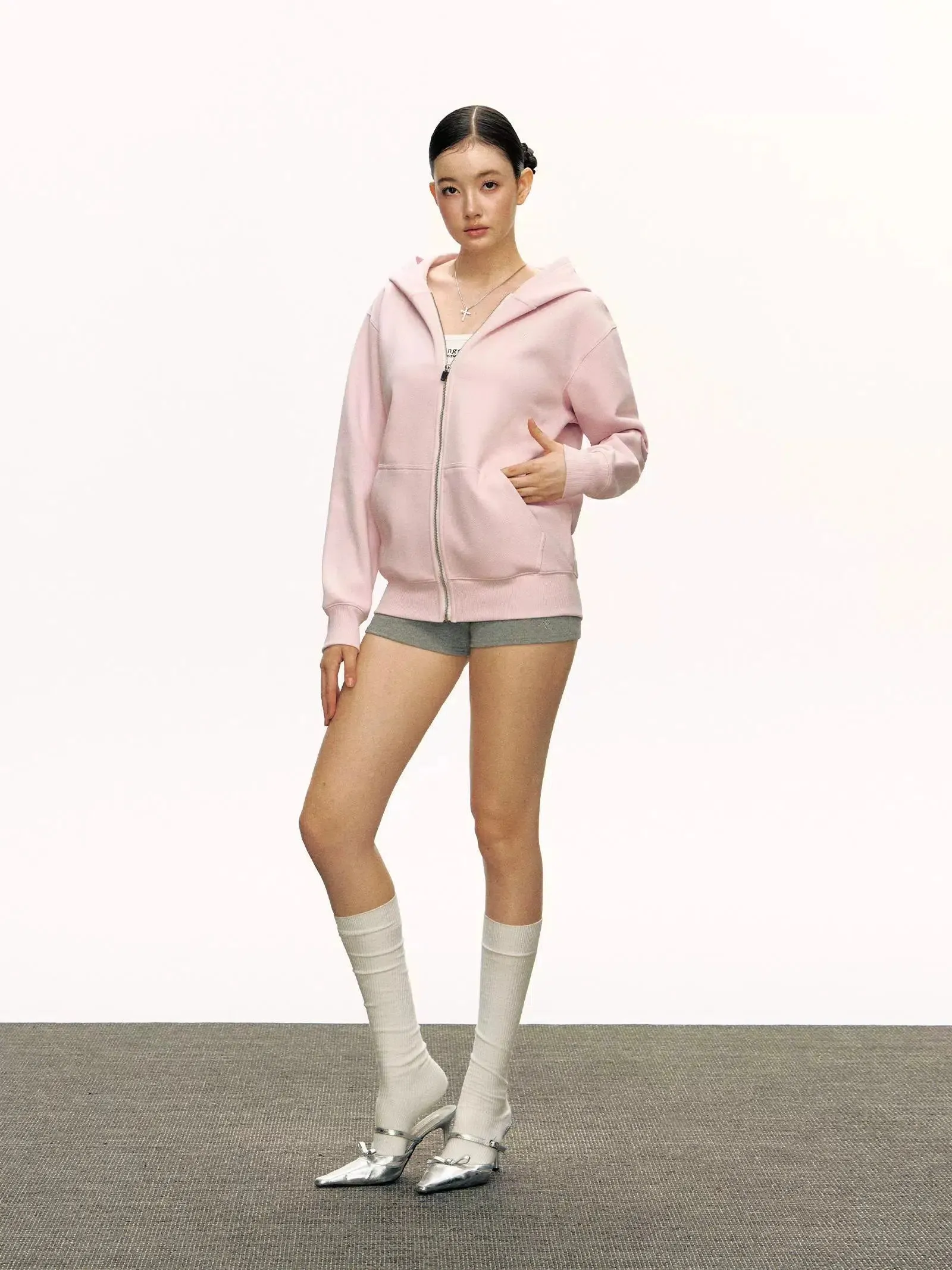 Relaxed Fit Zipper Front Hoodie