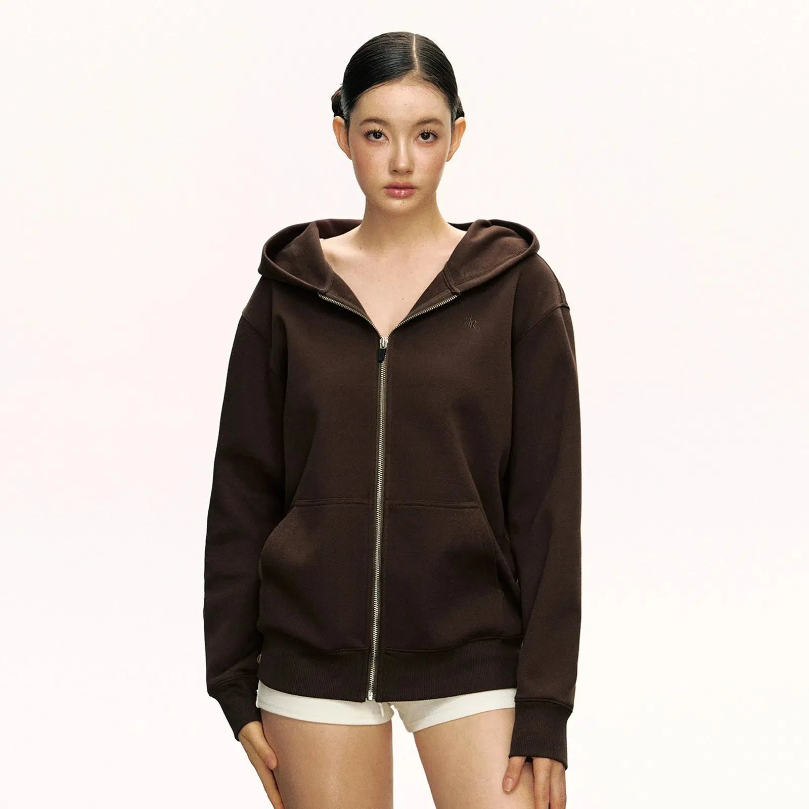 Relaxed Fit Zipper Front Hoodie