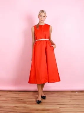 Short Sleeve Dress in Blood Orange