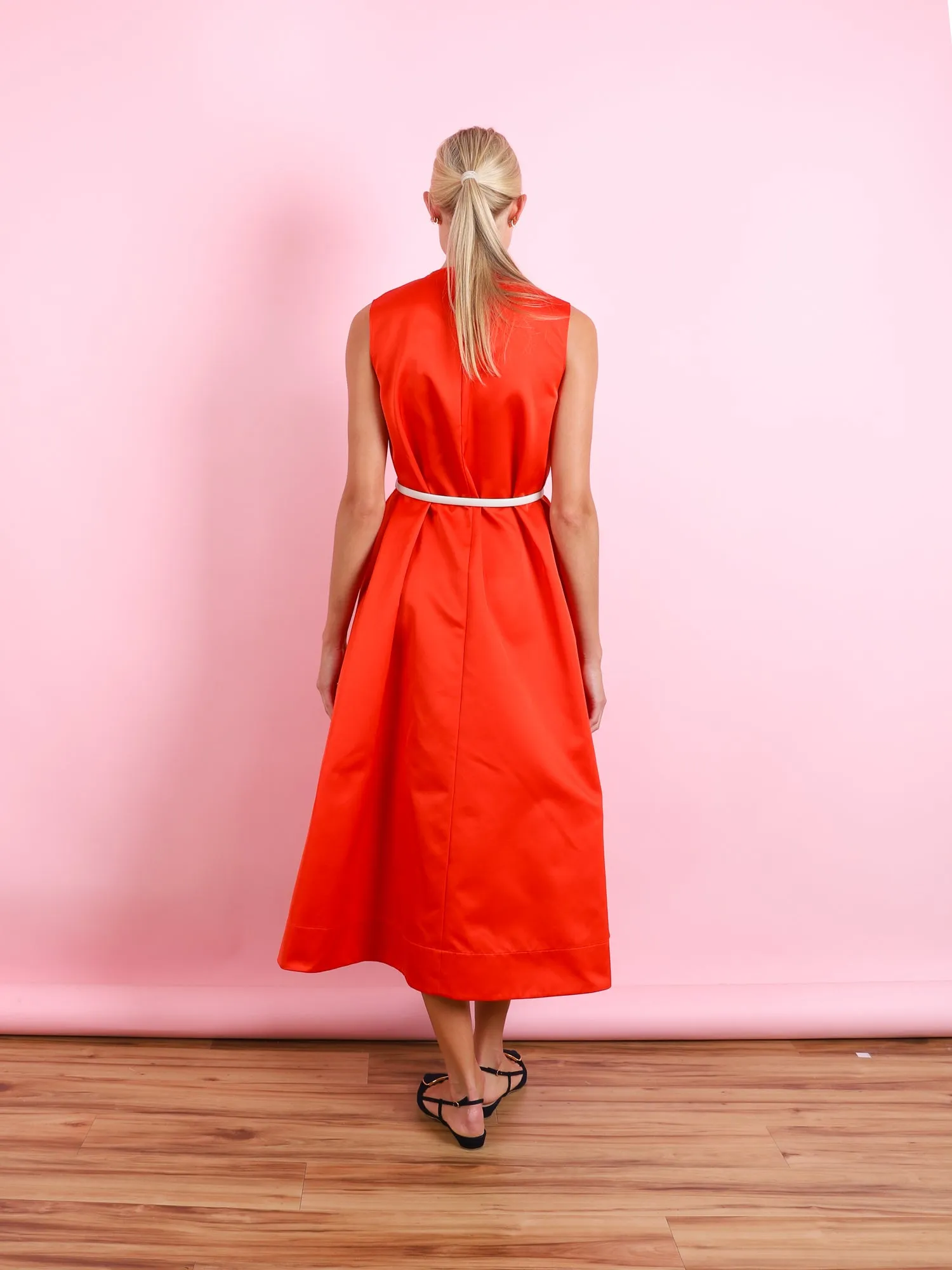 Short Sleeve Dress in Blood Orange