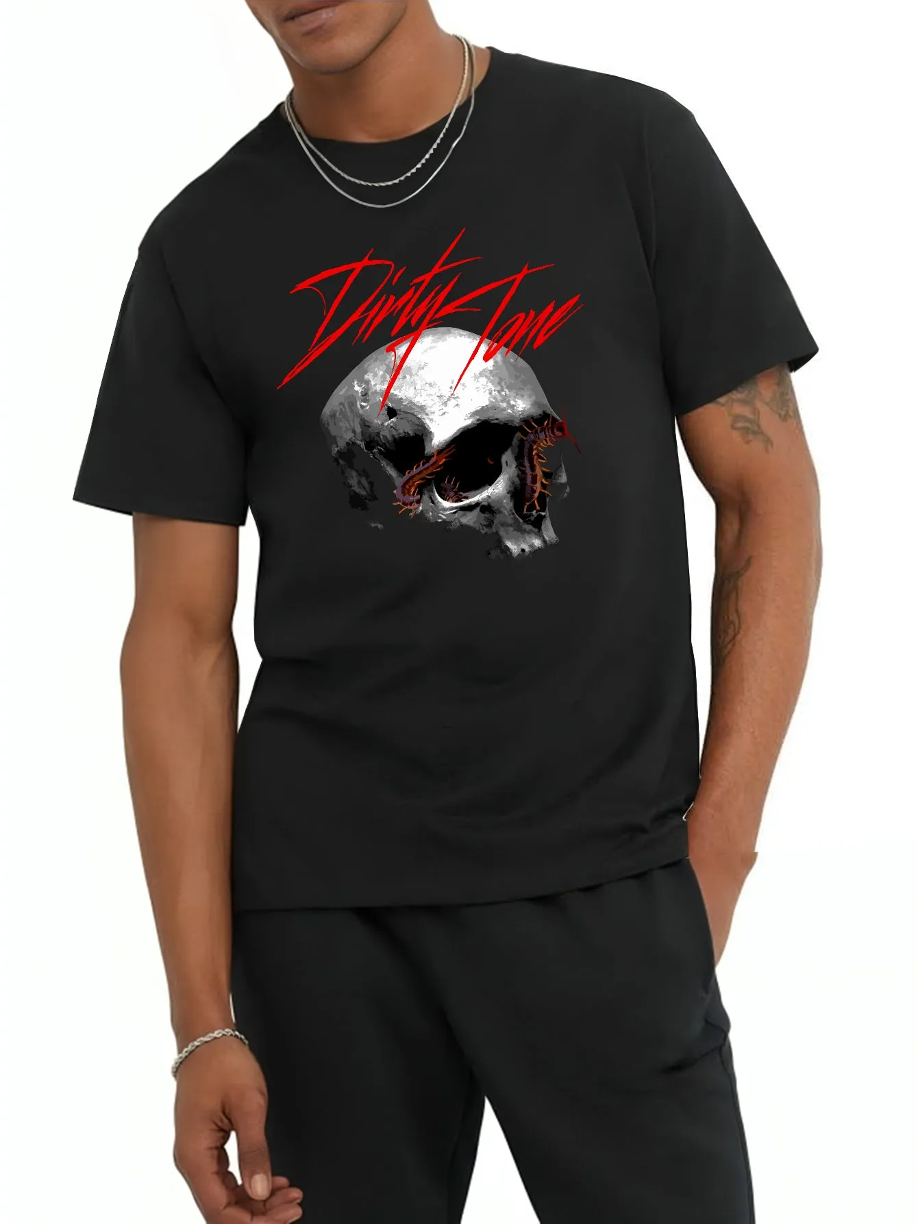 Skull Print Men's Trendy Tee Summer Tops