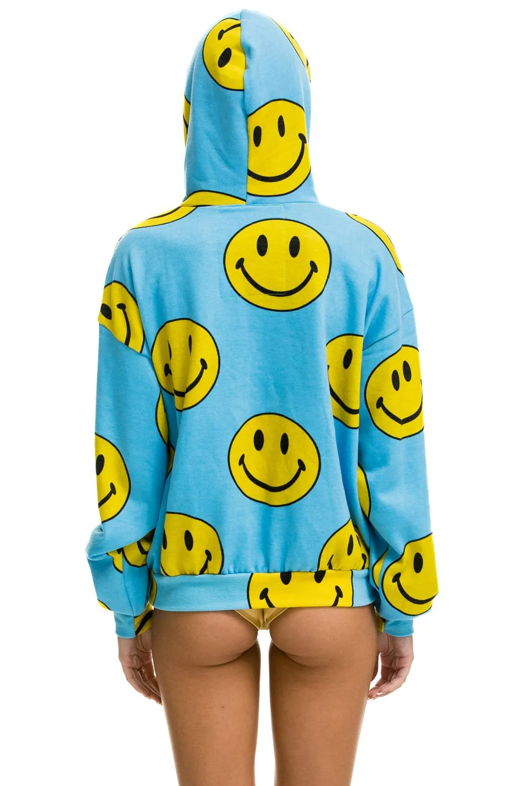 SMILEY REPEAT RELAXED PULLOVER HOODIE - SKY