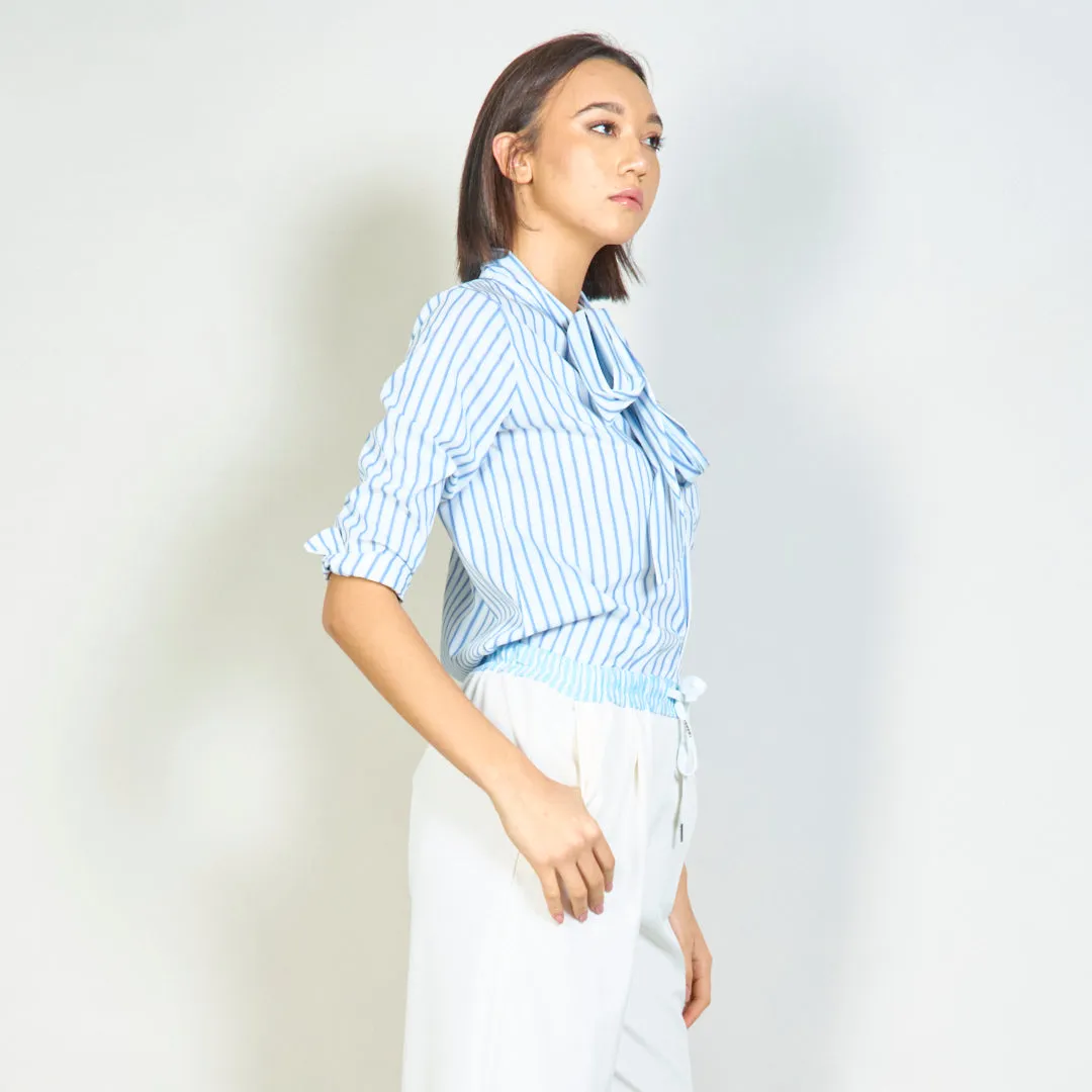 Striped blouse with bow tie collar wholesale