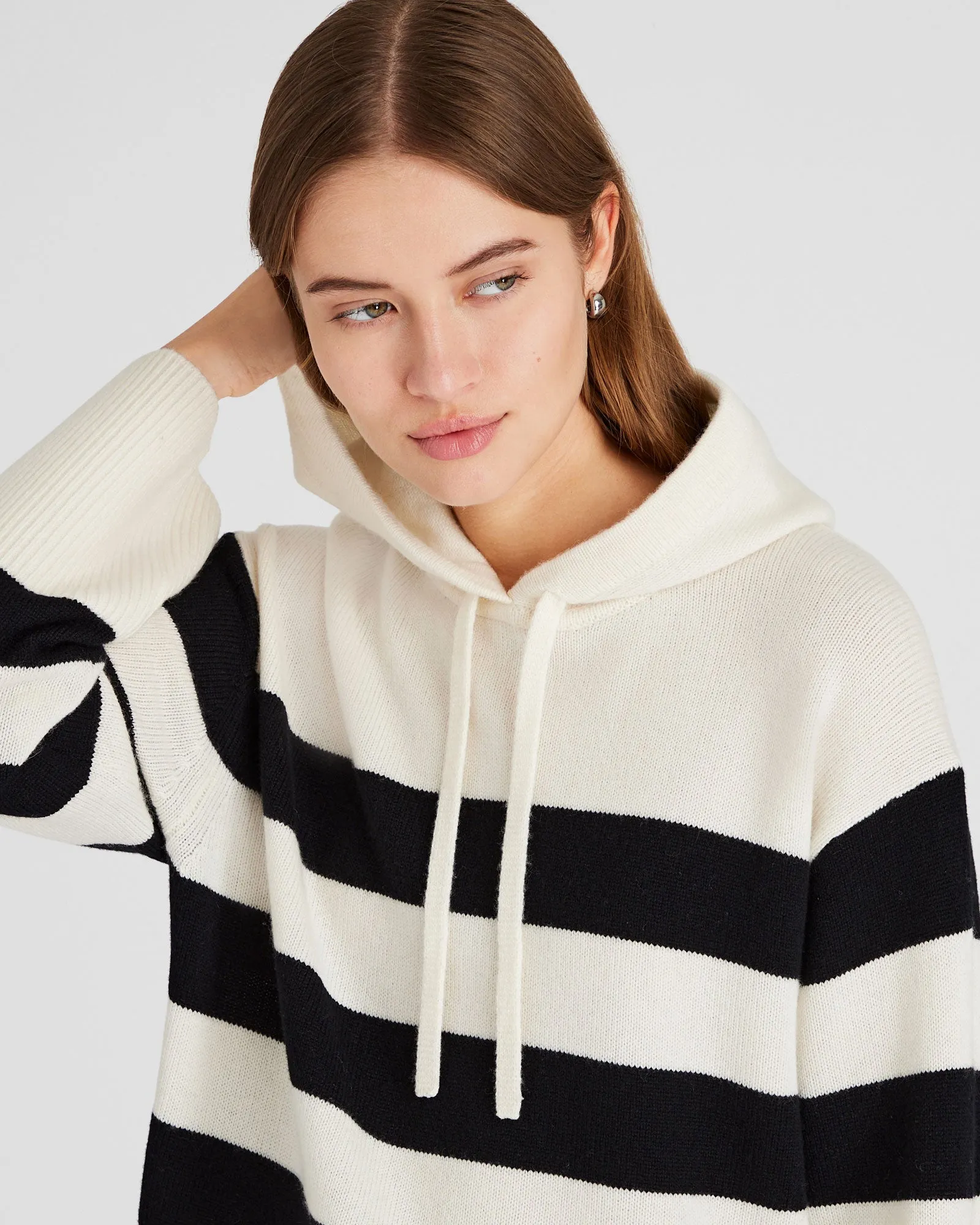 Striped Relaxed Wool-Cashmere Hoodie