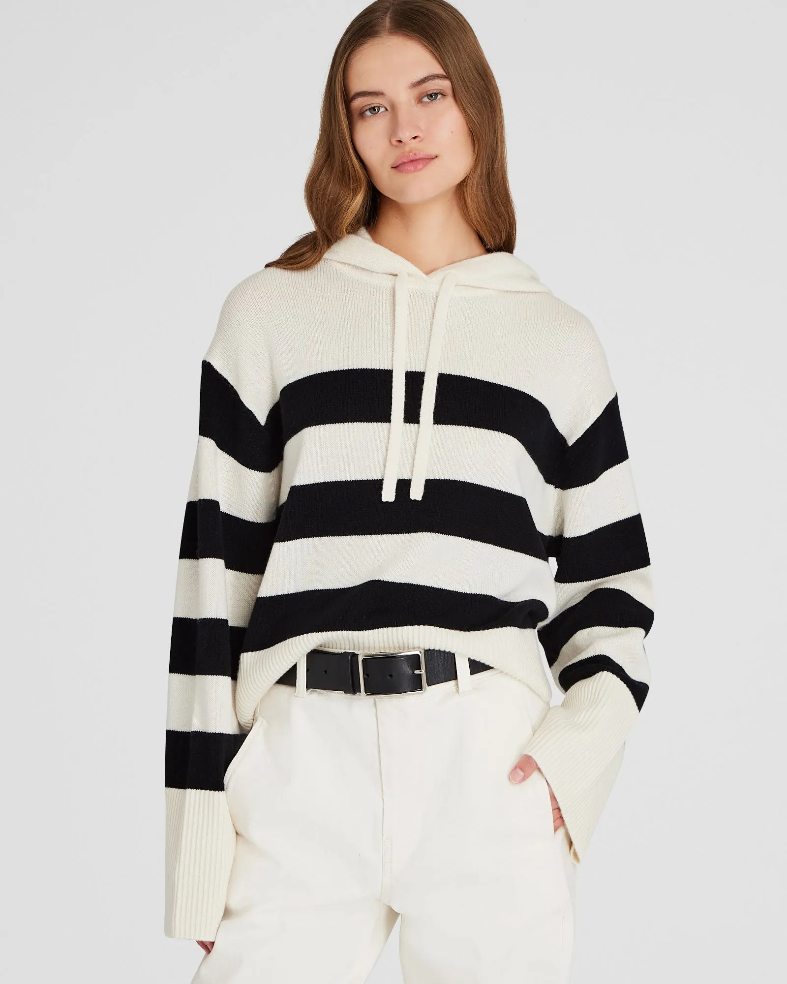 Striped Relaxed Wool-Cashmere Hoodie