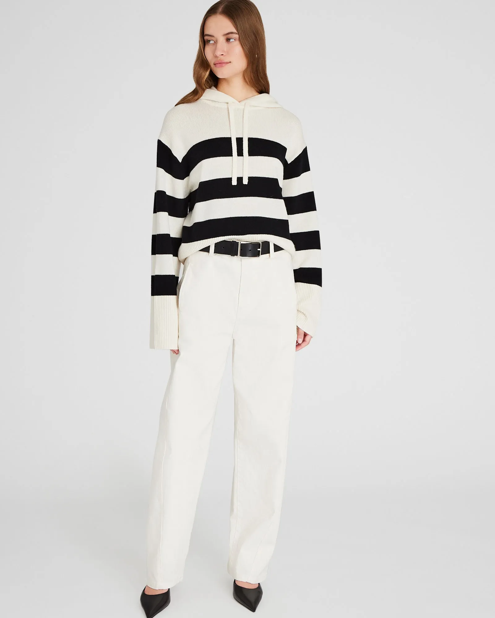 Striped Relaxed Wool-Cashmere Hoodie