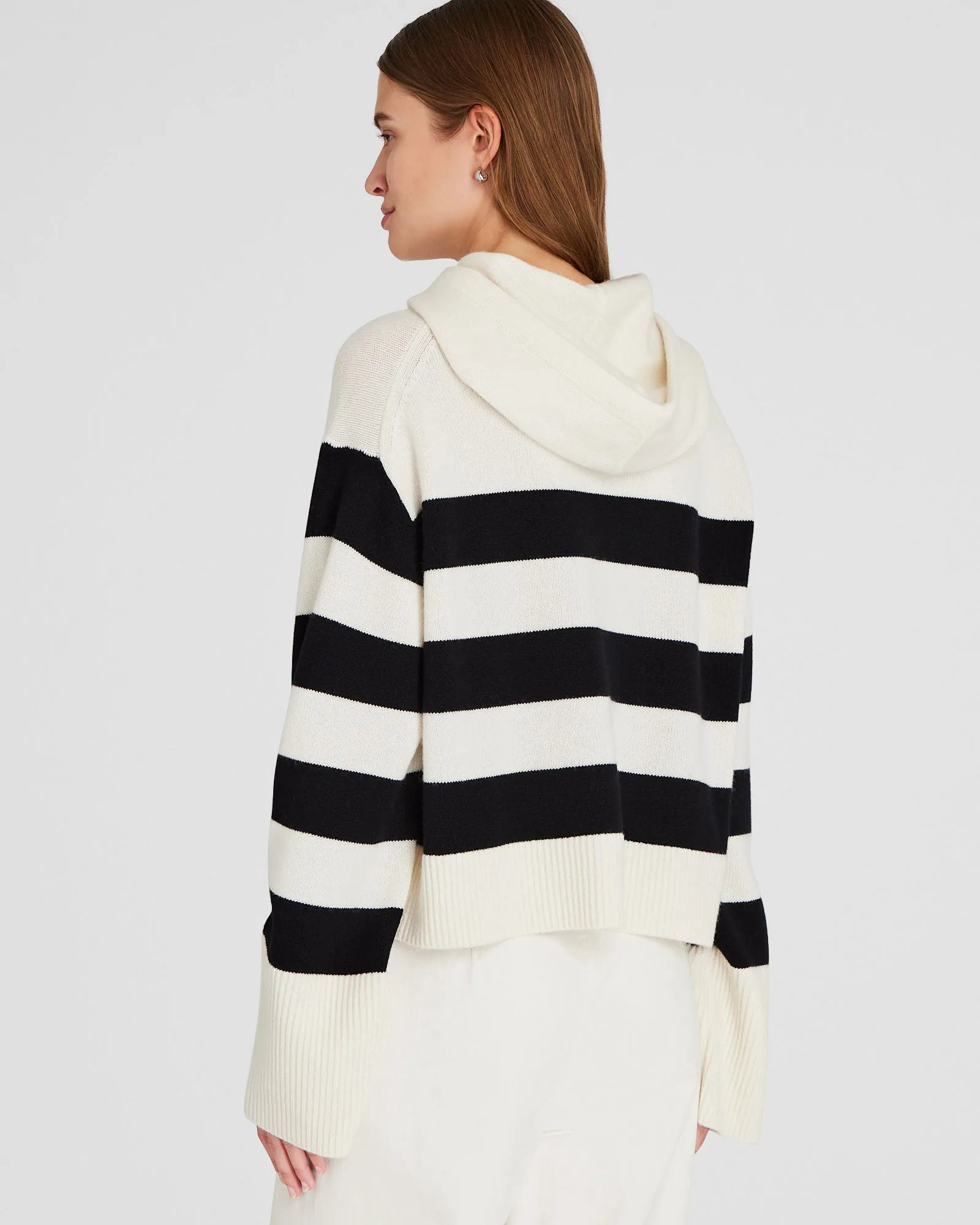 Striped Relaxed Wool-Cashmere Hoodie