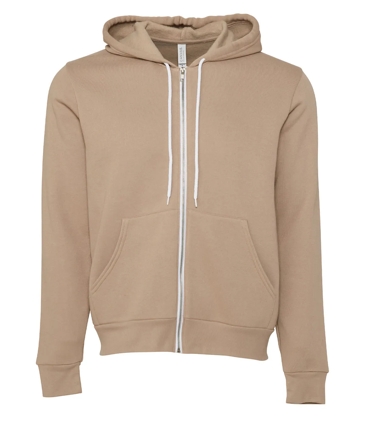 Tan - Unisex polycotton fleece full-zip hoodie