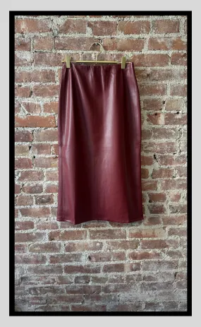 The Maroon Faux-Leather Midi Skirt