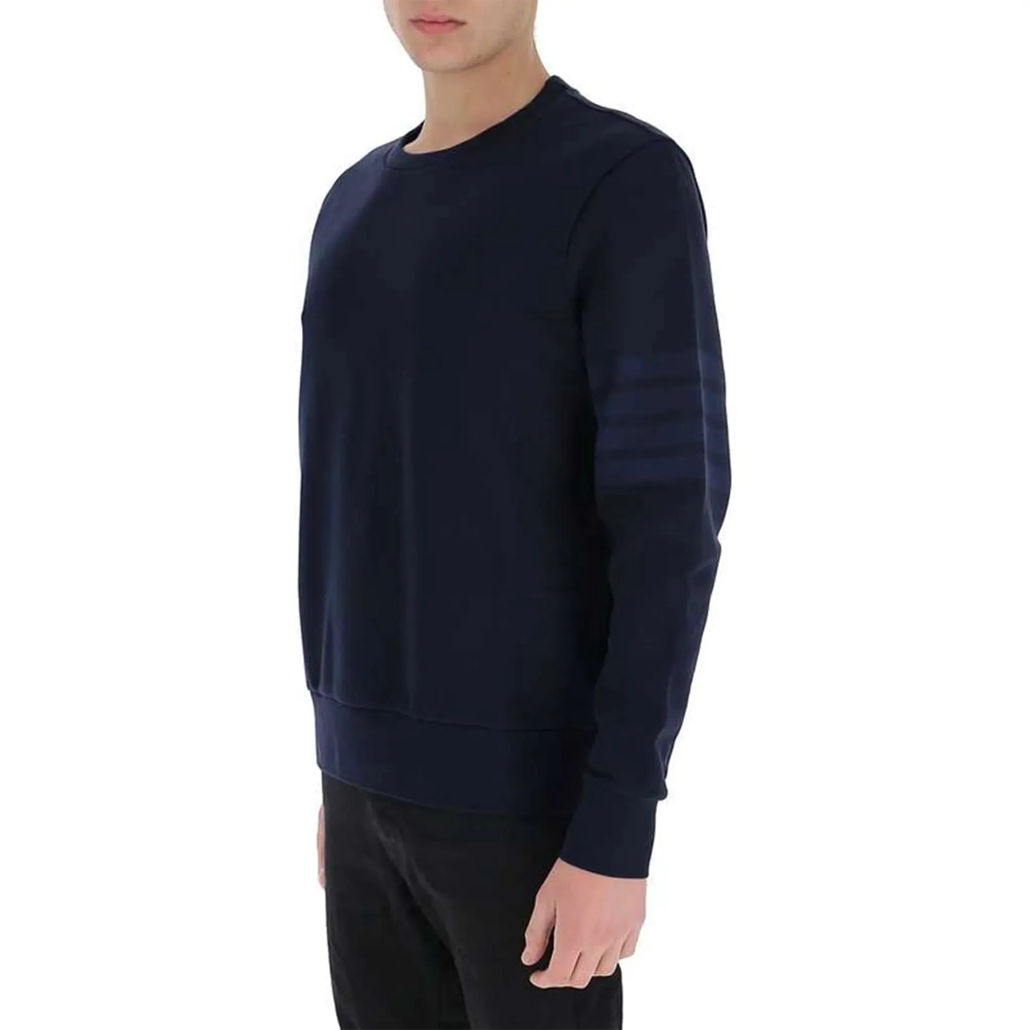 Thom Browne Classic Loopback 4-Bar Tonal Relaxed Navy Blue Sweatshirt