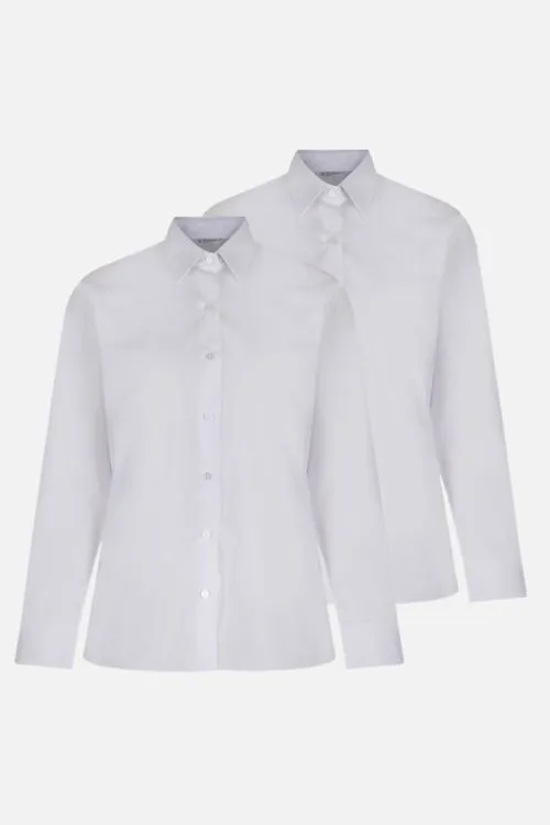 Trutex Easycare White Blouses - Long Sleeve - Twin Pack