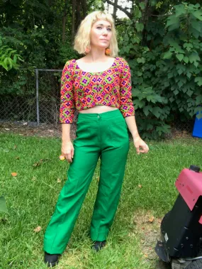 Vintage 70s | High Waisted Boho Hippie Disco Polyester Wide Leg Bell Bottoms S 6