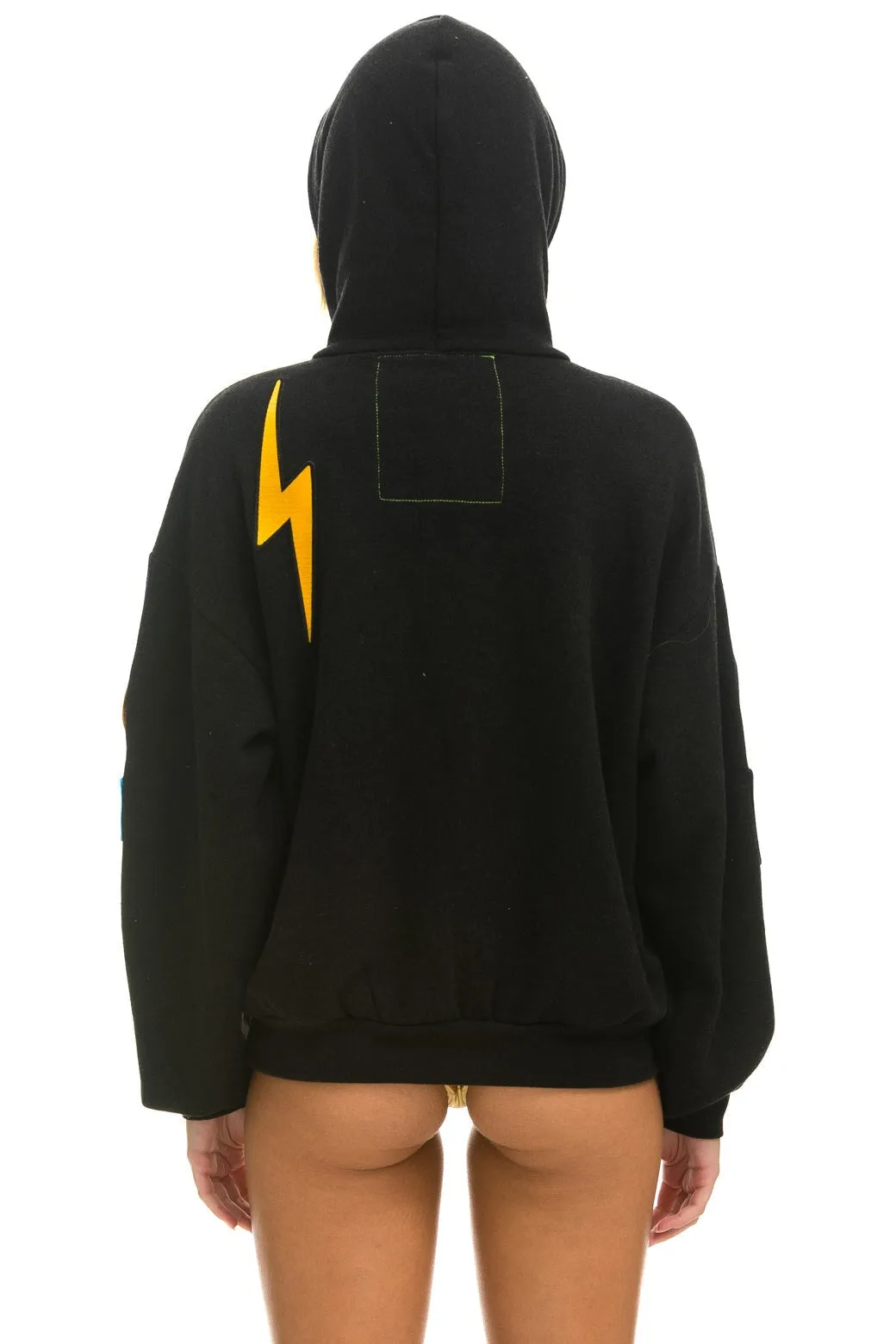 VINTAGE PATCH RELAXED PULLOVER HOODIE- BLACK