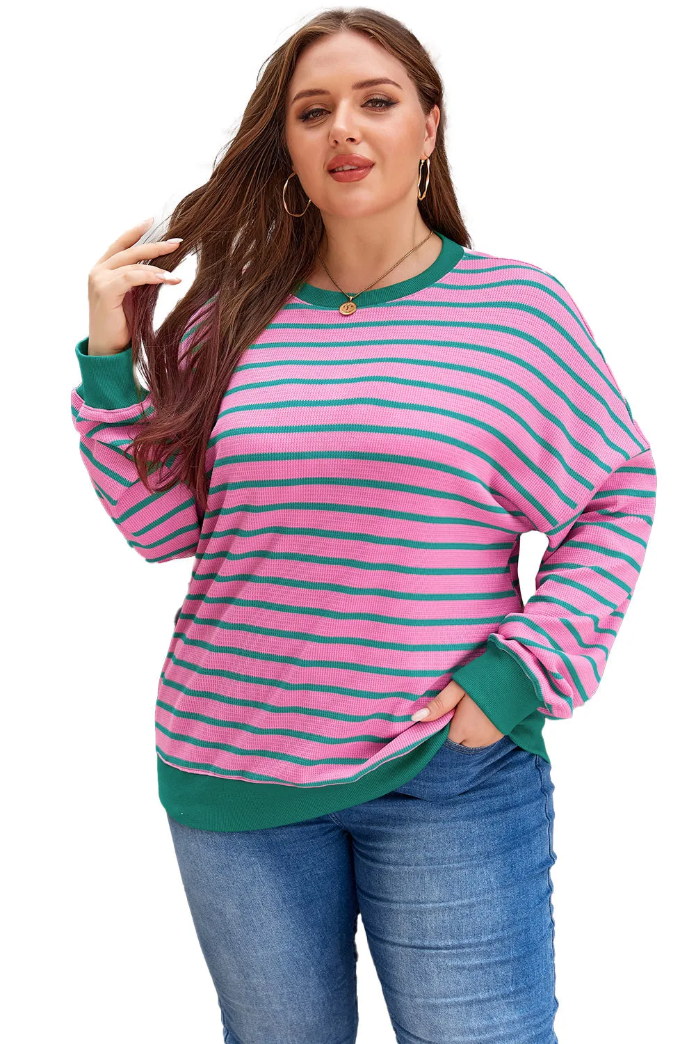 Waffle Knit Plus Size Sweatshirt