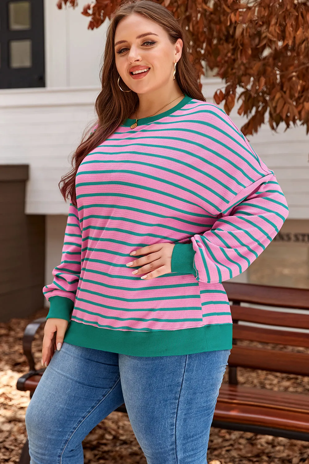 Waffle Knit Plus Size Sweatshirt