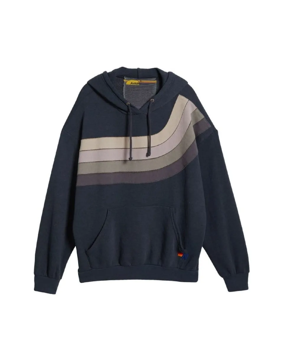 Wave 4 Stripe Pullover Hoodie Relaxed Charcoal