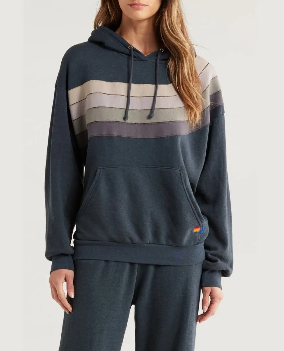 Wave 4 Stripe Pullover Hoodie Relaxed Charcoal