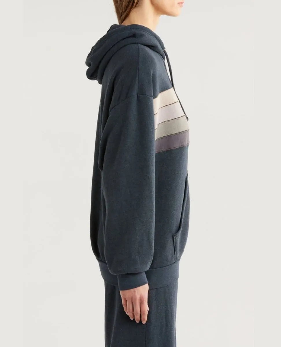 Wave 4 Stripe Pullover Hoodie Relaxed Charcoal