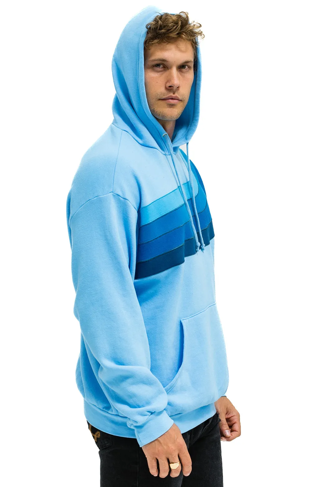 WAVE STRIPE 4 PULLOVER HOODIE RELAXED - SKY // BLUE