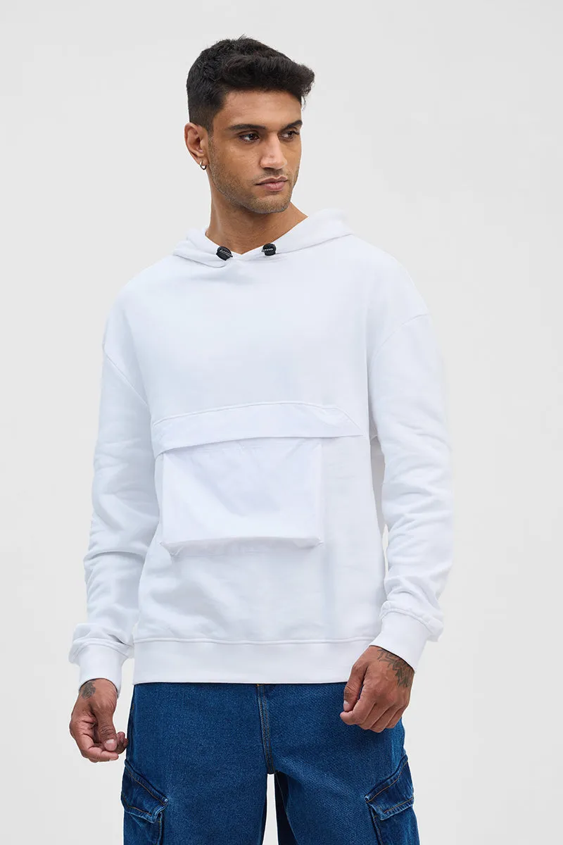 White Solid Relaxed Fit Hoodies