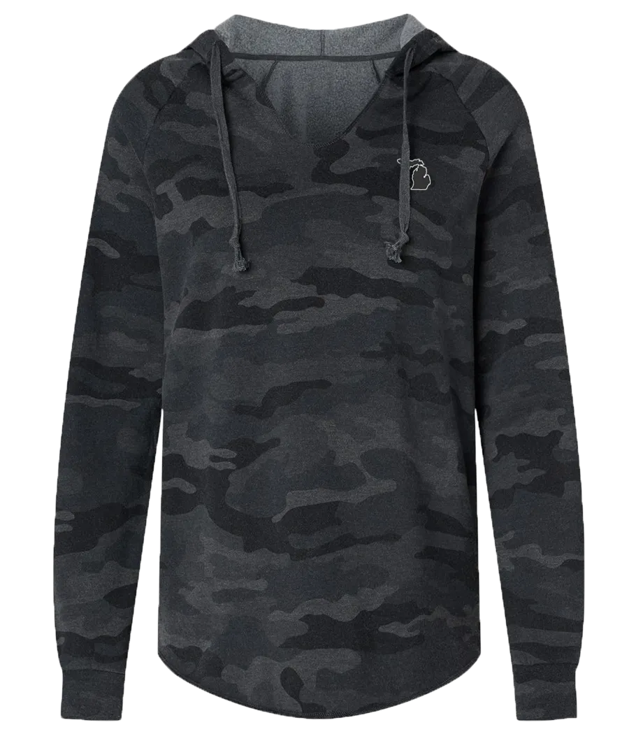 Women's Camo Flowy V-neck Hoodie