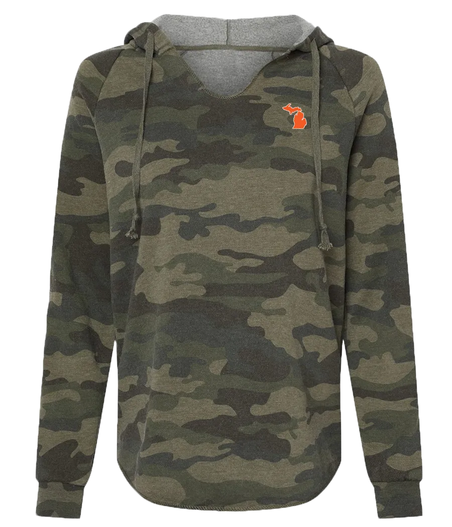 Women's Camo Flowy V-neck Hoodie