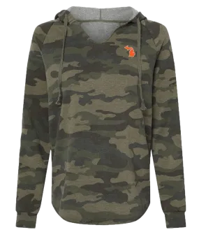 Women's Camo Flowy V-neck Hoodie