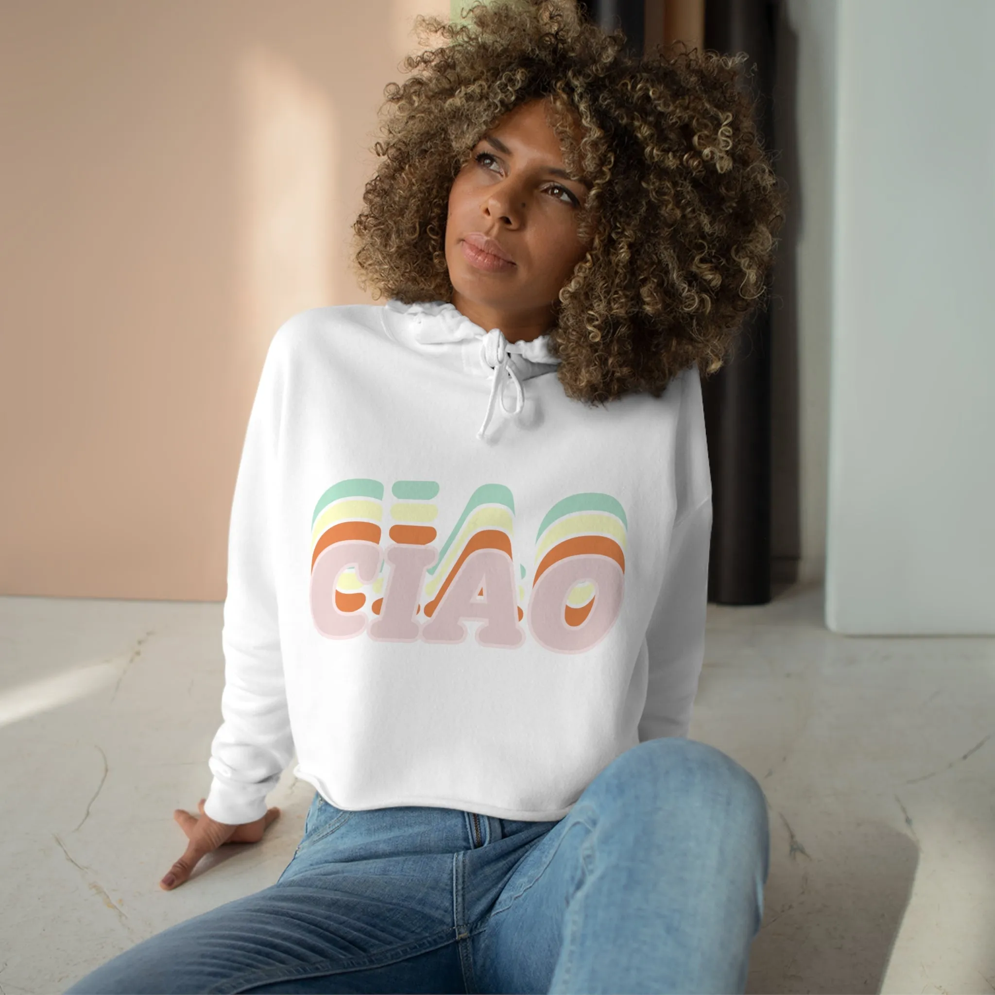 Womens Ciao Multicolored Crop Hoodie